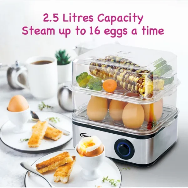PowerPac Egg Steamer, Food Steamer 2.5L Multi function 2 Tier Steamer (PPS706)
