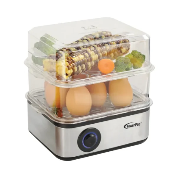PowerPac Egg Steamer, Food Steamer 2.5L Multi function 2 Tier Steamer (PPS706)