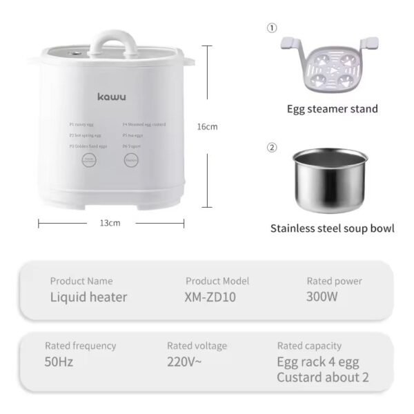 kawu egg steamer 智能蒸蛋器 egg boiler househol electric egg cooker half-boiled Smart Timing Periuk telur 7 modes