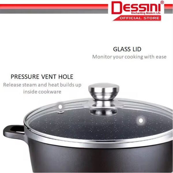 DESSINI ITALY Granite Aluminium Non Stick Casserole Pot Bowl Deep Fry Pan Cookware Tool (12 Pcs)