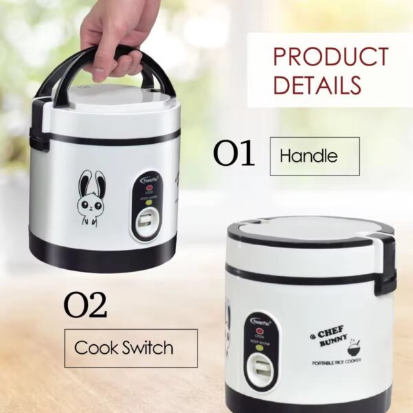 PowerPac Mini Rice Cooker,  Electirc Lunch Box 0.6L/1.2L (PPRC09/PPRC113)