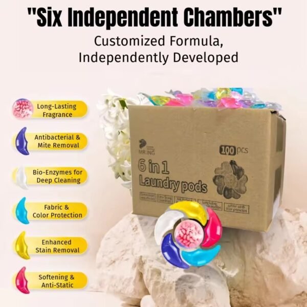 MR.ING 6 in 1 Laundry Pods Detergent Capsule Anti-bacterial [100 pods]