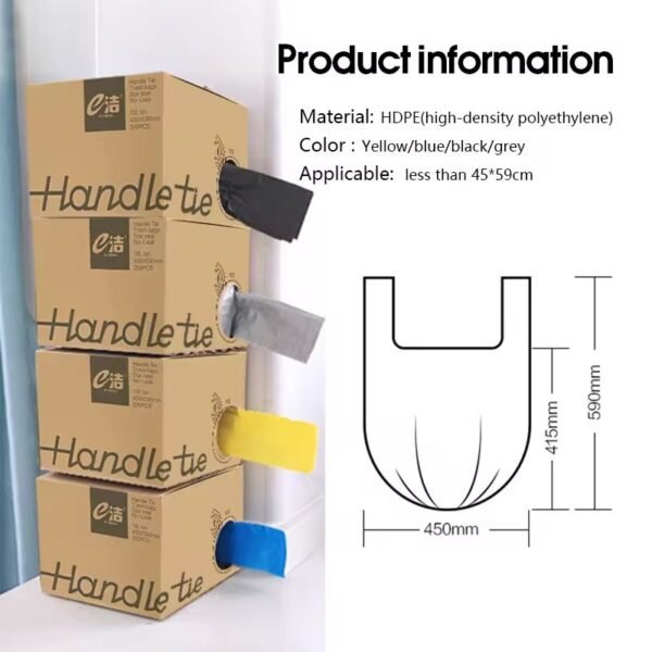 🇸🇬 [READY STOCK] 200pcs 45*59cm Rubbish Bag Handle Breakpoint Thickened Disposable Garbage Bag Plastic Trash Bags Lack Tear Durable Value Dustbin